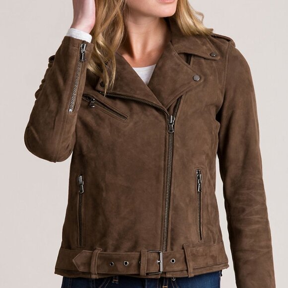 Overland | Alyssa Goatskin Suede Leather Moto Jacket - Picture 4 of 4
